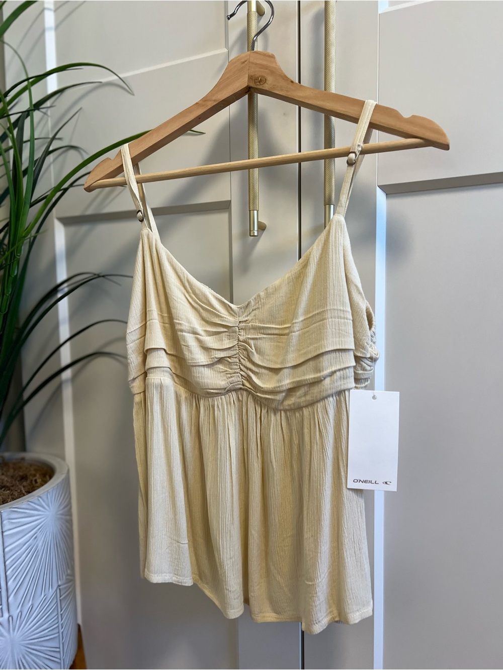 O’Neill Cream Gauze Babydoll Tank | Coastal Boho Flowy Cami
